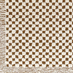Livabliss Freud-Modern Ivory Brown High Pile Checkered Living Dining Bedroom Rug 200 X 275 Cm Easy Care, Non Shedding - thumbnail 7