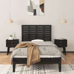 Berkfield Wall Headboard Black 106X3X63 Cm Solid Wood Pine - thumbnail 3