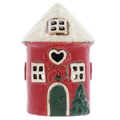 Village Pottery Christmas Mini Round House Tea Light Holder - image 1