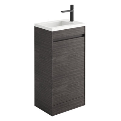 Plum&clay Rigel Dark Oak Floor Standing Cloakroom Vanity Unit With Resin Basin (W)44Cm (H)87Cm - image 1