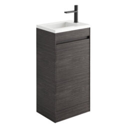 Plum&clay Rigel Dark Oak Floor Standing Cloakroom Vanity Unit With Resin Basin (W)44Cm (H)87Cm