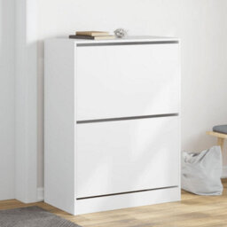 Vidaxl Shoe Cabinet With 2 Flip-Drawers White 80X42X108 Cm - thumbnail 1