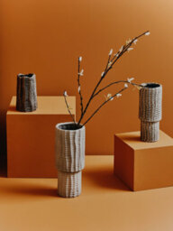Orsina Textured Medium Vase, Contemporary Design Flower Vase, Tiered Design Modern Vase For A Variety Of Decors - thumbnail 4