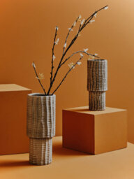 Orsina Textured Medium Vase, Contemporary Design Flower Vase, Tiered Design Modern Vase For A Variety Of Decors - thumbnail 5