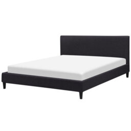 Beliani Bed With Led Fabric Fitou 160 X 200 Cm (Eu King Size) Black - thumbnail 4