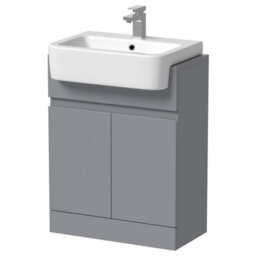 Affine Freestanding Vanity Unit With Basin Ceramic Semi Recessed Sink 620mm Grey Gloss - thumbnail 5