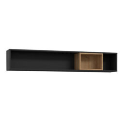 Furniture To Go High Rock Wall Shelf In Matt Black/riviera Oak - thumbnail 2
