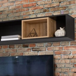 Furniture To Go High Rock Wall Shelf In Matt Black/riviera Oak - thumbnail 7