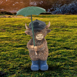 Highland Cow Figurine Resin Ornament Rainy Day Gift Boxed Cute Home Decor 15Cm - thumbnail 2