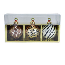 Widdop Set Of 3 Hanging Glass Baubles - Animal Print - thumbnail 2