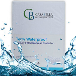 Casabella Waterproof Terry Towel Matress Protector Fitted Cover Polycotton Mattress Protectors Super King 182X203+30Cm