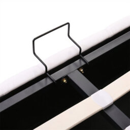 Abrihome Upholstered Bed 135X190Cm With Storage, Slatted Frame & Rgb Led Lights, White Pu - thumbnail 4