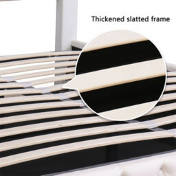 Abrihome Upholstered Bed 135X190Cm With Storage, Slatted Frame & Rgb Led Lights, White Pu - thumbnail 5