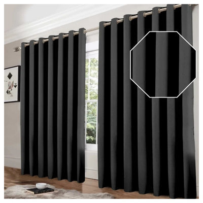 Ameha Dark Grey Plain Blackout Curtain 66''x72'', Ringtop Ready Made Thermal Insulated Eyelet Top Bedroom Living Room Decor - image 1