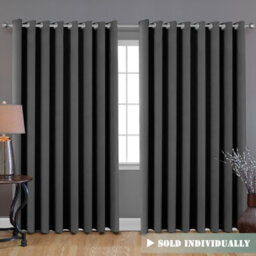 Ameha Dark Grey Plain Blackout Curtain 66''x72'', Ringtop Ready Made Thermal Insulated Eyelet Top Bedroom Living Room Decor - thumbnail 6