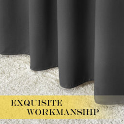 Ameha Dark Grey Plain Blackout Curtain 66''x72'', Ringtop Ready Made Thermal Insulated Eyelet Top Bedroom Living Room Decor - thumbnail 4
