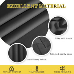 Ameha Dark Grey Plain Blackout Curtain 66''x72'', Ringtop Ready Made Thermal Insulated Eyelet Top Bedroom Living Room Decor - thumbnail 5