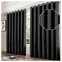 Ameha Dark Grey Plain Blackout Curtain 66''x72'', Ringtop Ready Made Thermal Insulated Eyelet Top Bedroom Living Room Decor - thumbnail 1