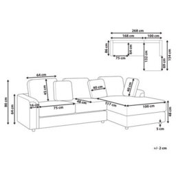 Beliani Corner Sofa 4 Seater Kohlo Fabric Taupe Left Hand - thumbnail 3