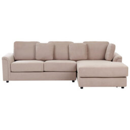 Beliani Corner Sofa 4 Seater Kohlo Fabric Taupe Left Hand - thumbnail 1