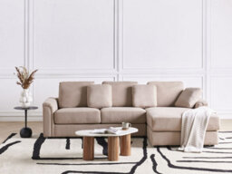 Beliani Corner Sofa 4 Seater Kohlo Fabric Taupe Left Hand - thumbnail 2