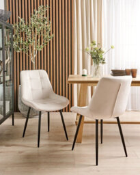 Beliani Set Of 2 Dining Chairs Melrose Velvet Off-White - thumbnail 2