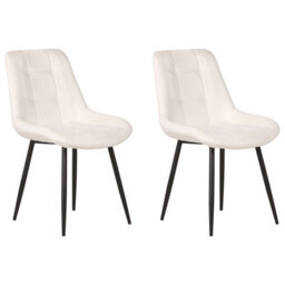 Beliani Set Of 2 Dining Chairs Melrose Velvet Off-White - thumbnail 1