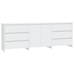 Berkfield Sturdy 3 Piece Sideboard White Engineered Wood