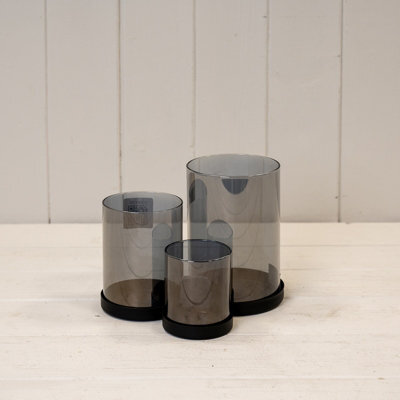Satchville Black Glass Candle Holders With Metal Base - image 1