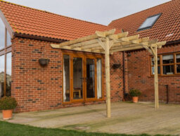 Arbor Garden Solutions Lean To Wooden Garden Pergola Kit - Chamfered Design Wall Mounted Gazebo, 2.4M X 3M (Natural Finish) - thumbnail 3