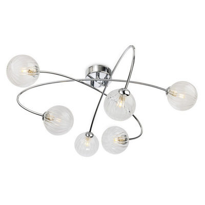 Luminosa Lighting Luminosa Atom 6 Light Flush Ceiling Fitting Chrome With Clear Decorative Glass 6Xg9