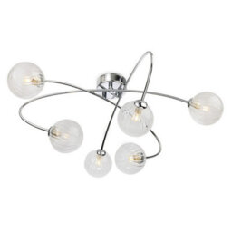 Luminosa Lighting Luminosa Atom 6 Light Flush Ceiling Fitting Chrome With Clear Decorative Glass 6Xg9