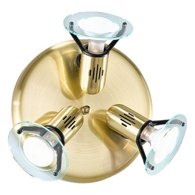 Eglo Bingo Brass And Black 3 Bulb Ceiling Spotlight E14 Brushed Brass Modern Indoor Light - image 1