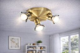 Eglo Bingo Brass And Black 3 Bulb Ceiling Spotlight E14 Brushed Brass Modern Indoor Light - thumbnail 2