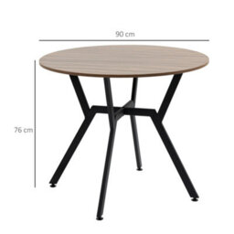 Homcom Small Kitchen Table With Black Steel Legs, Dining Table, Brown - thumbnail 3