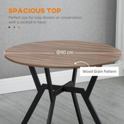 Homcom Small Kitchen Table With Black Steel Legs, Dining Table, Brown - thumbnail 6