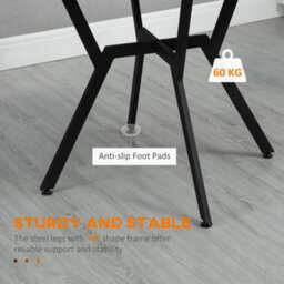 Homcom Small Kitchen Table With Black Steel Legs, Dining Table, Brown - thumbnail 5
