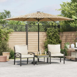 Walplus Garden Parasol With Steel Pole Brown 288X288X225 Cm - thumbnail 1