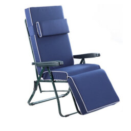 Alfresia Relaxer Garden Chair, Green Frame With Luxury Navy Blue Cushion - thumbnail 1