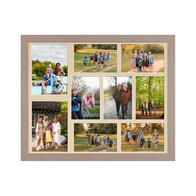 AK Frames 20X16 Rose Gold Modern Multi Photo Frame With Ivory Mount - Holds 9 Apertures (2X) 7X5, (7X) 6X4 Photos - image 1