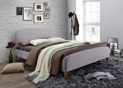 Save On Goods UK 5Ft King Size Light Grey,  Fabric Upholstered Bed Frame,bedstead. Soft Finish Fabric Bed - image 1