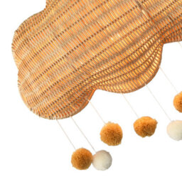 Happy Homewares Cloud Shaped Childrens Rattan Pendant Light Shade With Pom Pom Balls - thumbnail 4