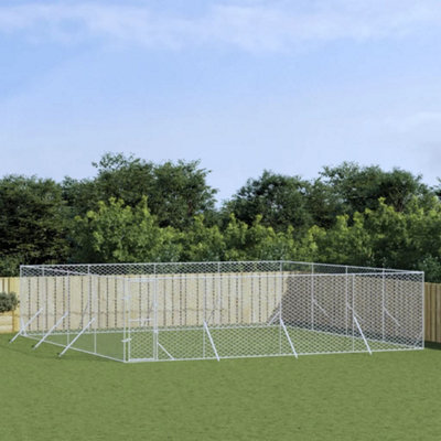 Walplus Outdoor Dog Kennel Silver 8X8X2 M Galvanised Steel - image 1