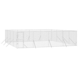 Walplus Outdoor Dog Kennel Silver 8X8X2 M Galvanised Steel - thumbnail 3