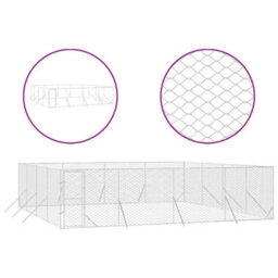Walplus Outdoor Dog Kennel Silver 8X8X2 M Galvanised Steel - thumbnail 2
