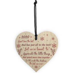 Red Ocean Christmas 2020 Poem Wooden Heart Christmas Tree Decoration Bauble Family Gift - thumbnail 5