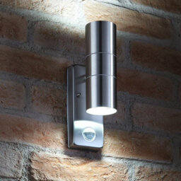 Auraglow Pir Motion Sensor Stainless Steel Up & Down Outdoor Wall Security Light - Warminster - Cool White