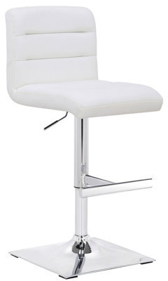 Lamboro Luscious Breakfast Bar Stool, Chrome Footrest, Height Adjustable Swivel Gas Lift, Home Bar & Kitchen Faux-Leather Barstool, White - image 1