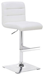 Lamboro Luscious Breakfast Bar Stool, Chrome Footrest, Height Adjustable Swivel Gas Lift, Home Bar & Kitchen Faux-Leather Barstool, White - thumbnail 1