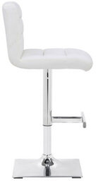 Lamboro Luscious Breakfast Bar Stool, Chrome Footrest, Height Adjustable Swivel Gas Lift, Home Bar & Kitchen Faux-Leather Barstool, White - thumbnail 2
